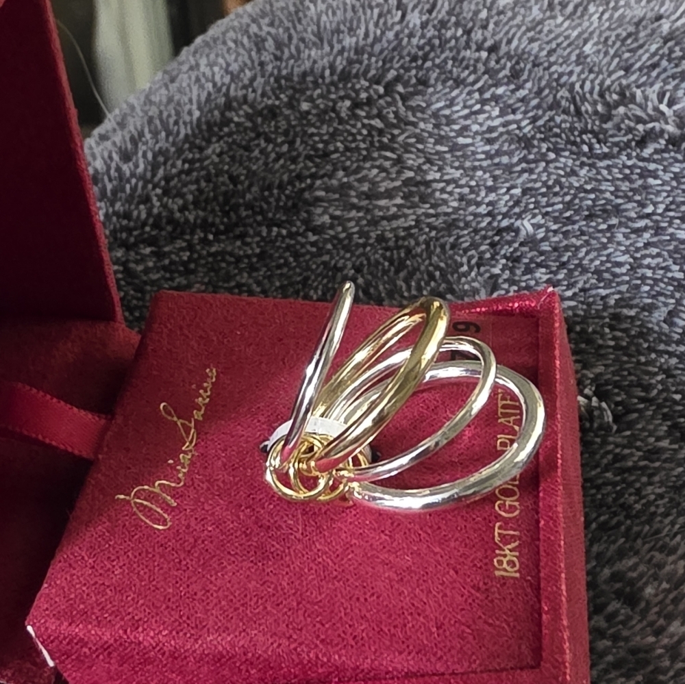Mia Sarine 18kt Gold Plated Stakable Ring Size 9 - Picture 3 of 7